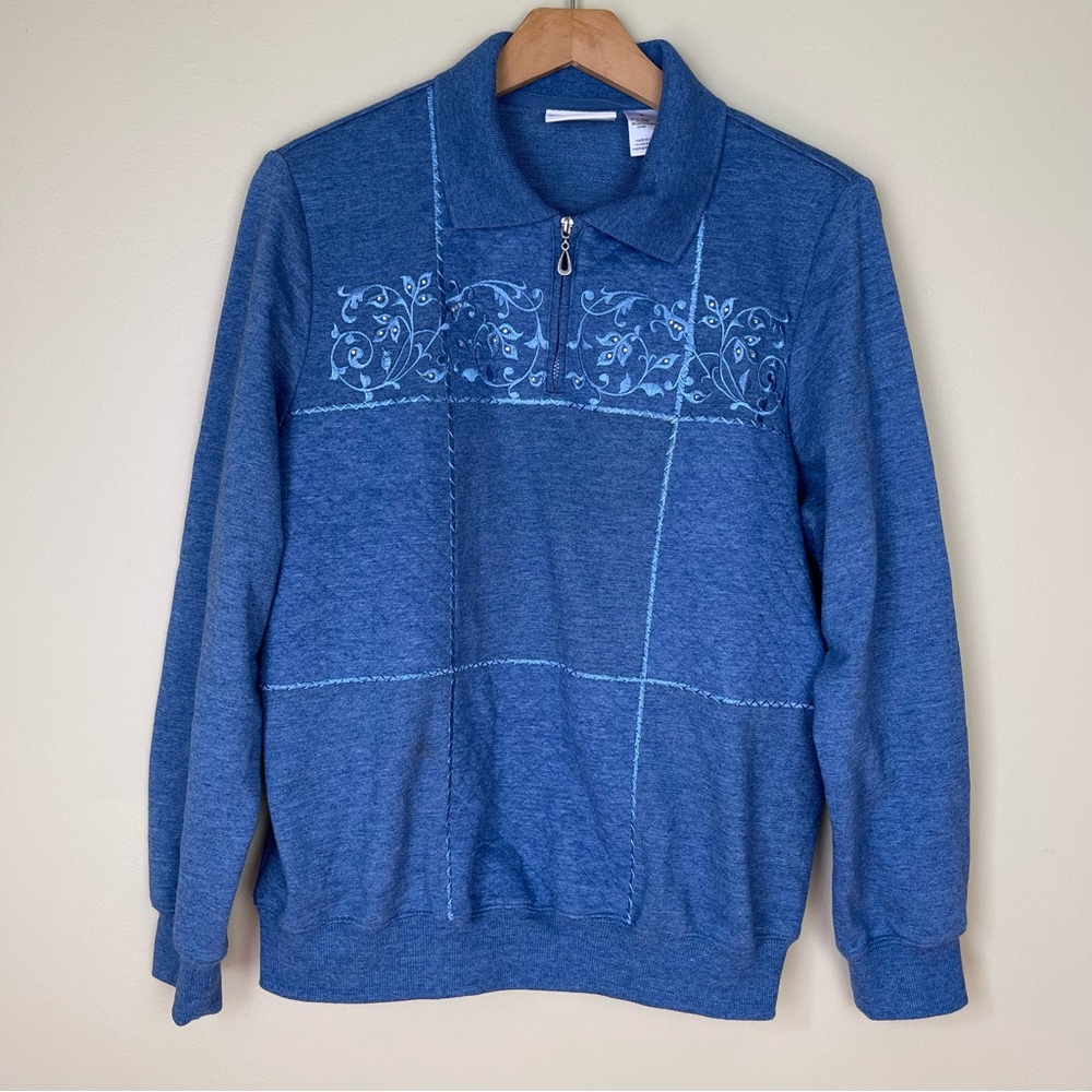 Alfred Dunner 1/4 Zip Collar Pullover Sweater Size M